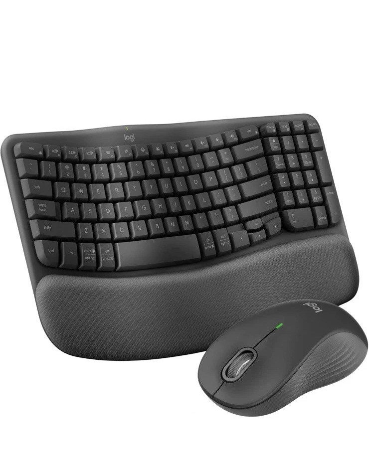 Logitech Wave Keys MK670 Combo Wireless Keyboard and Mouse Set in Graphite for Comfortable Ergonomic Design and Reliable Wireless Performance