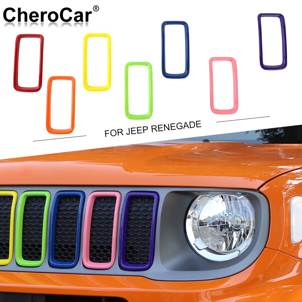Front Grille Insert Grill Inserts Ring Trim Cover for 2019 up+Jeep Renegade
