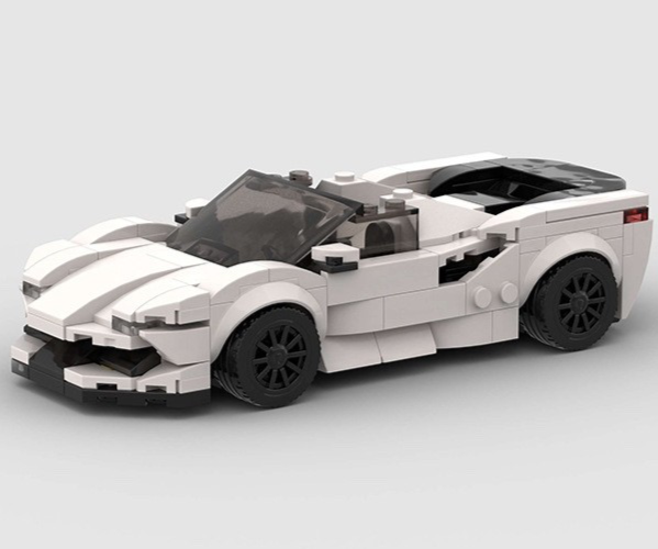 Custom MOC Lego White Ferrari SF90 Super Car 249 Piece Building Brick Car
