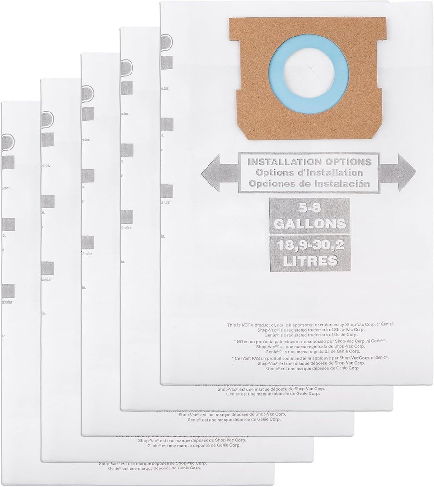 5 Pcs For Shop Vac 90661 Craftsman Bags 5 6 8 Gallon ShopVac