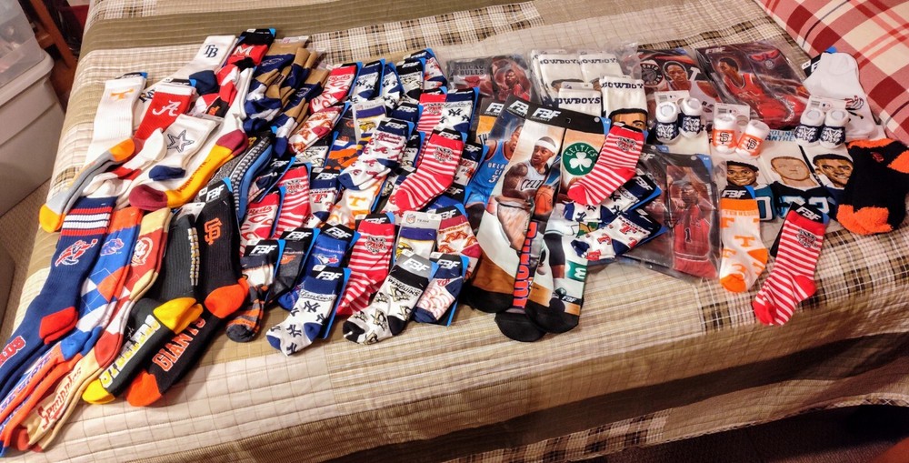 Lot of 100 Adult-Infant Socks Bulk Wholesale Resale Consignment MLB NFL NCAA NBA