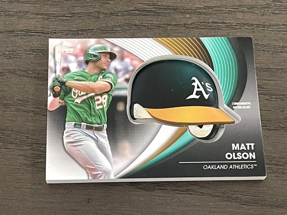 2022 Topps Matt Olson Batting Helmet Commemorative Relic #BH-MO Oakland Athletics