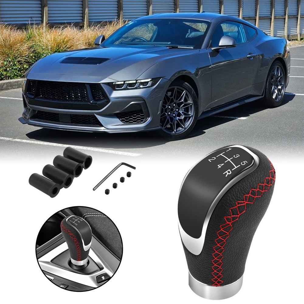 Leather Manual Gear Stick Shift Knob Shifter Lever Head For Ford Mustang GT