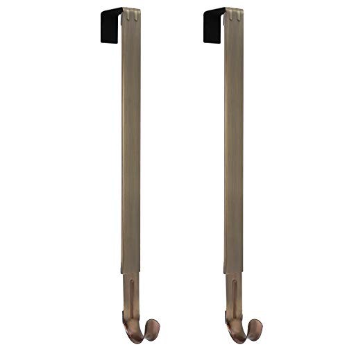 Adjustable Length Wreath Hanger 2-Pack 20lb Capacity Antique Brass