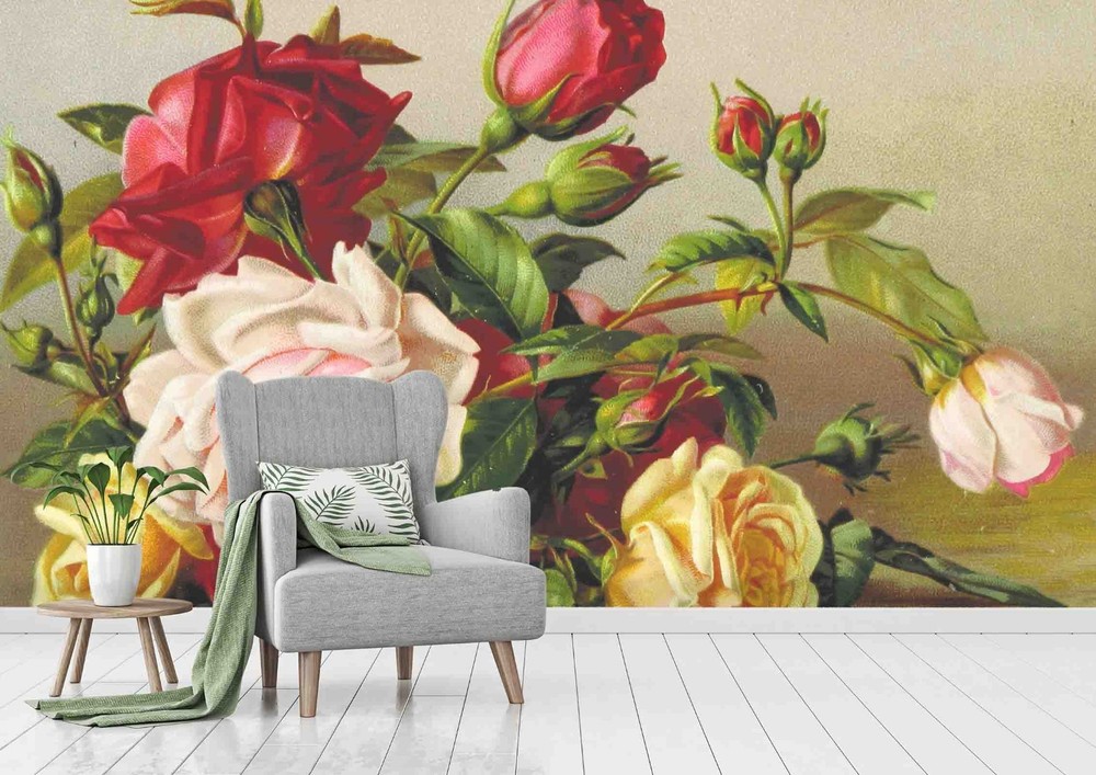 3D Rose Plant Close-up Wall Murals Wallpaper Murals Wall Sticker