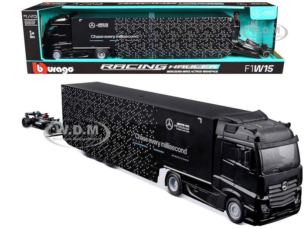 MERCEDES-BENZ ACTROS HAULER & AMG F1 W15 E #63 RUSSELL 1/43 BY BBURAGO 38402 GR