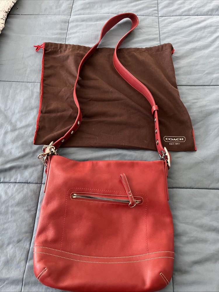 Vintage Coach Legacy Slim 1415 Red Leather Crossbody Shoulder Bag Burgundy