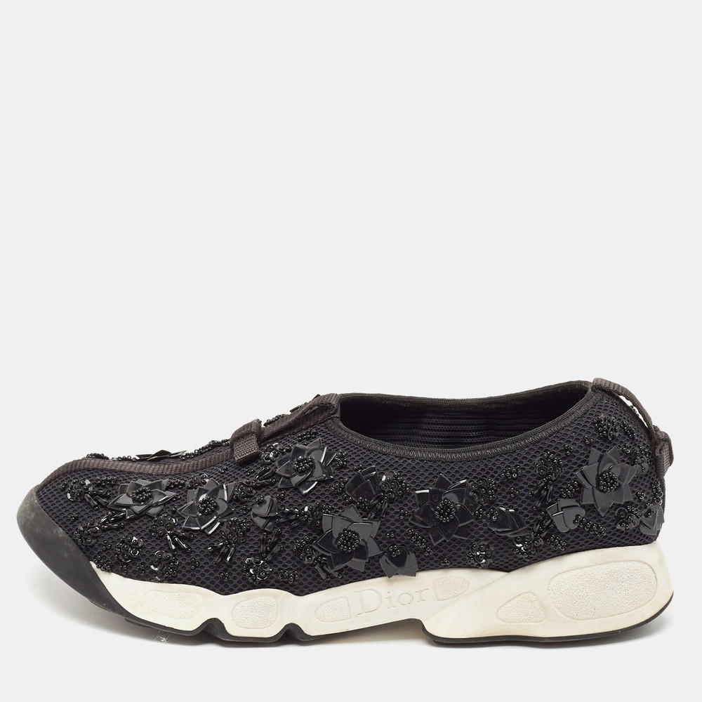 Dior Black Mesh Embellished Fusion Sneakers EU 39.5 Luxury Fashion
