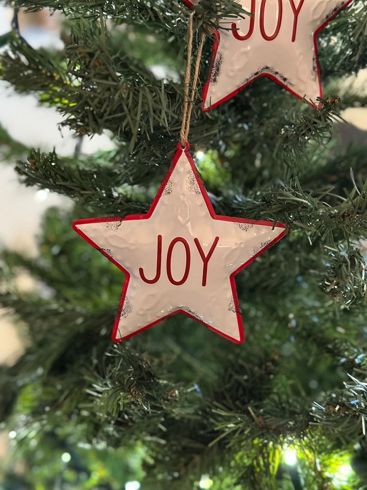 JOY Metal Christmas Tree Decorations Holiday Ornament Set