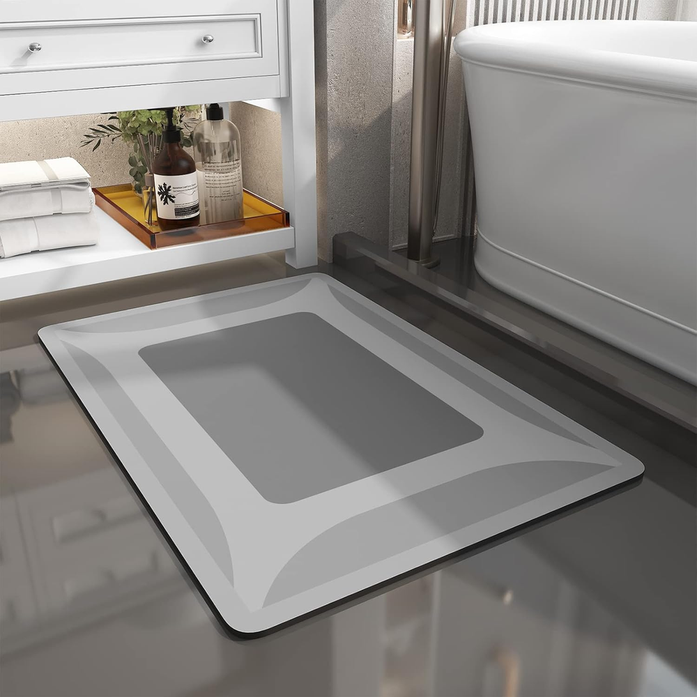 Quick-Dry Absorbent Rubber-Backed Bath Rug for Under Sink or Shower