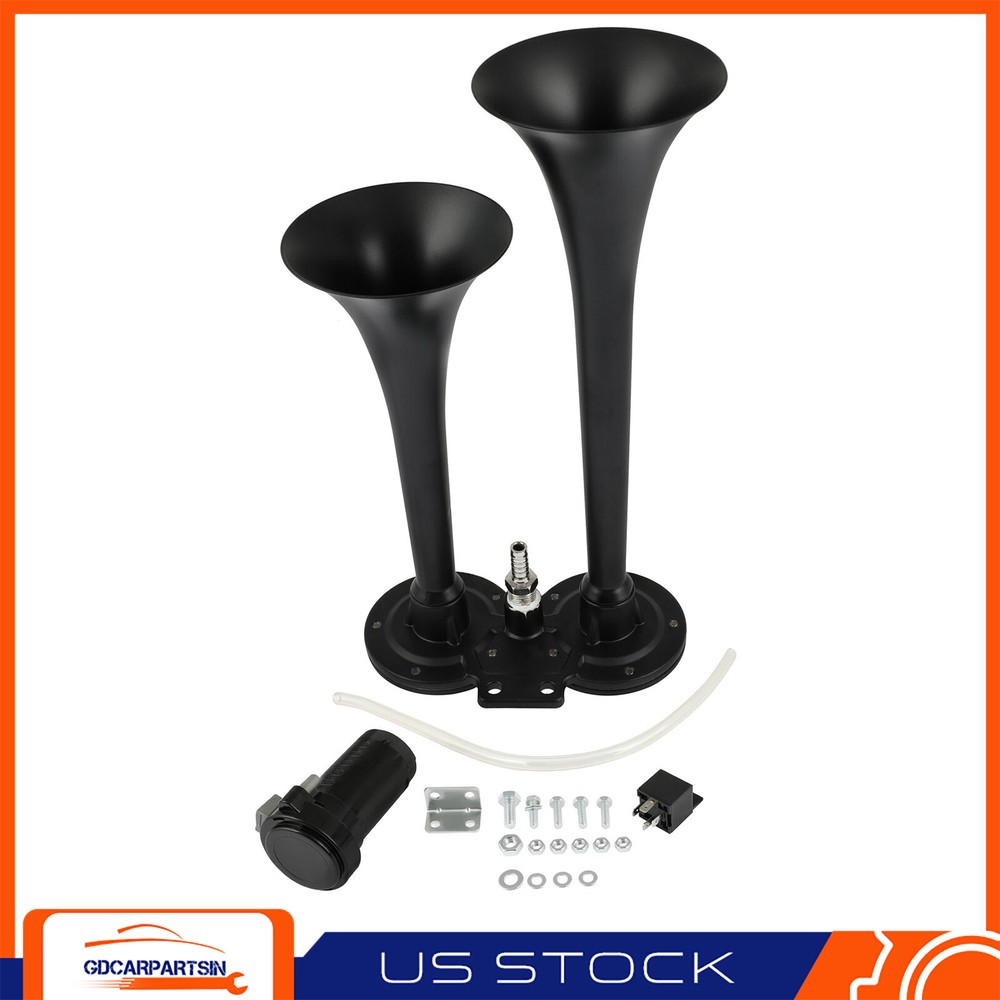 12V Dual Trumpet Train Air Horn Kit for Trucks RVs Semis Vans