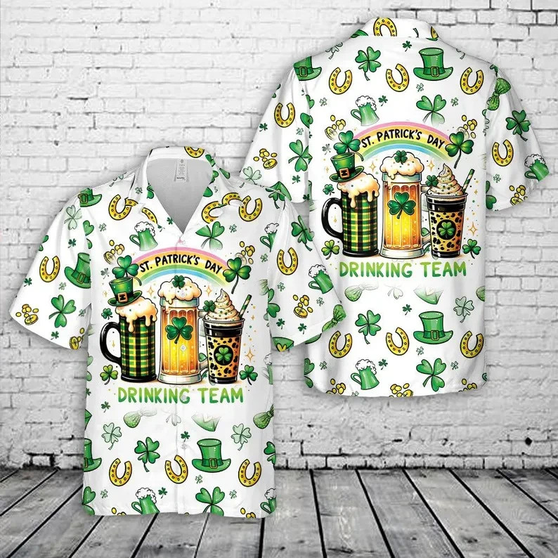 St Patricks Day Drinking Team Hawaiian Shirt Funny Irish Beer Party Gift