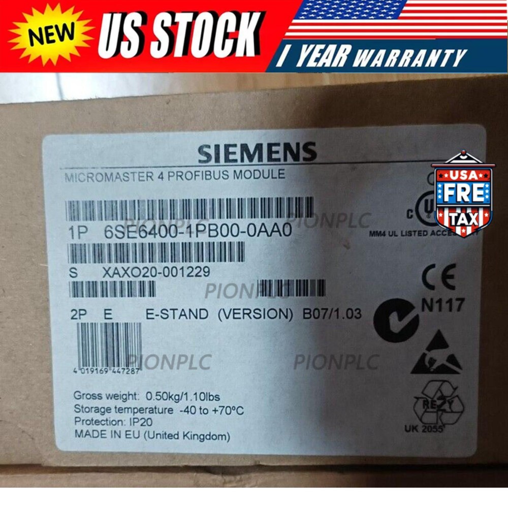 New Siemens 6SE6400-1PB00-0AA0 MICROMASTER 4 PROFIBUS module 6SE6 400-1PB00-0AA0