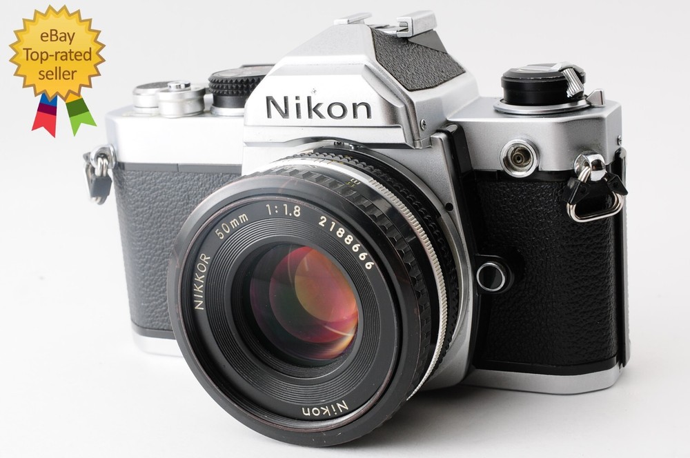 Nikon FM 35mm SLR Camera with Ai 50mm f1.8 Lens Strap Cap JAPAN Mint