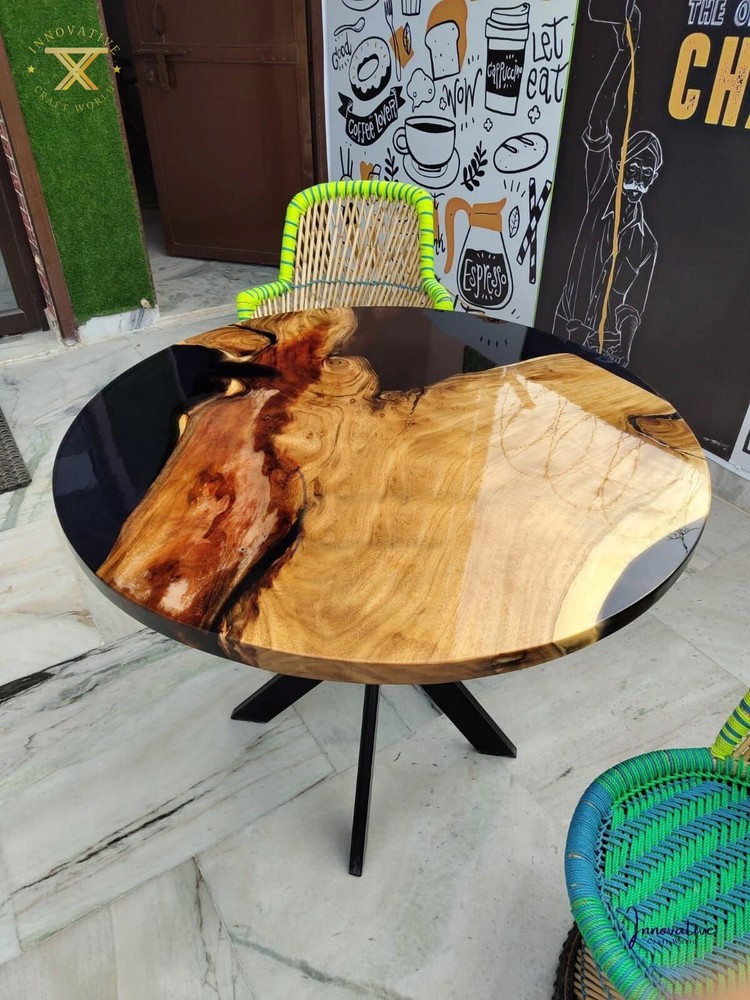 Black Epoxy Solid Round Center Table Top, Office Counter Desk Top Decors 30