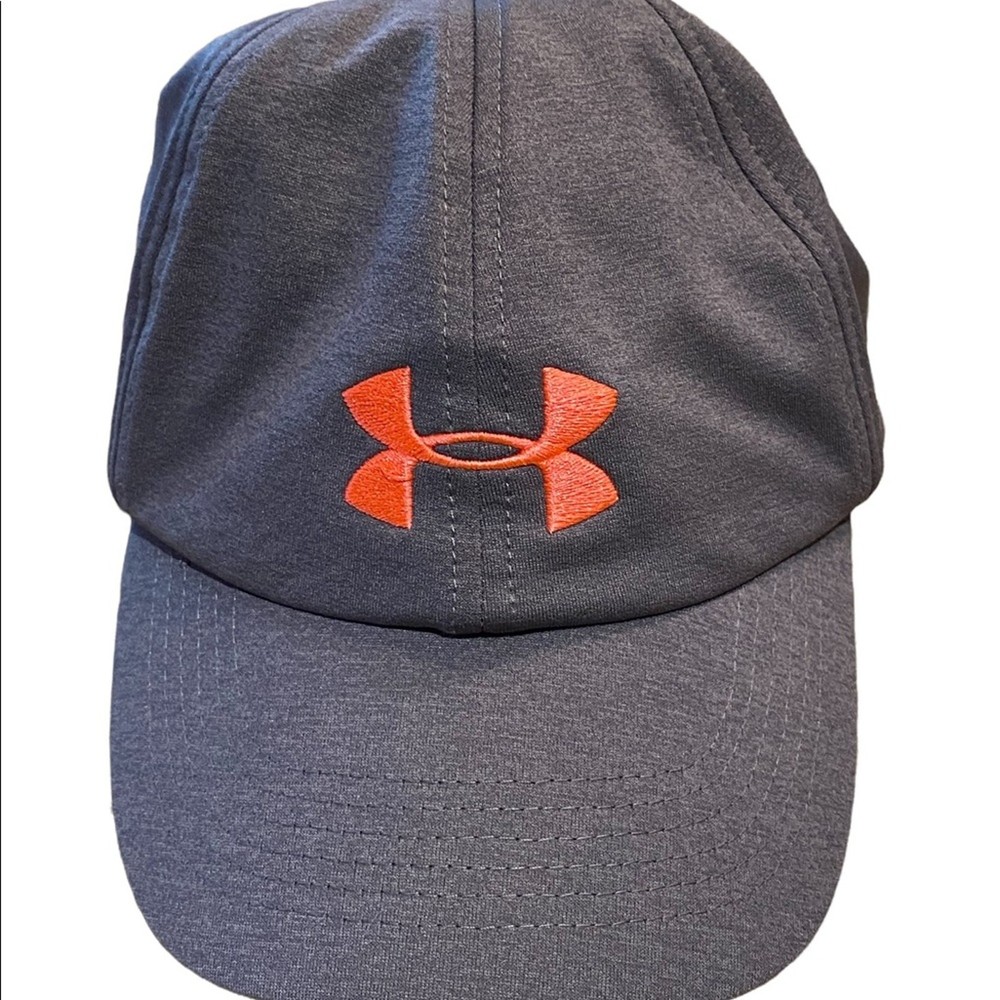 Under Armour Grey Hat/Cap with Orange Logo and Adjustable back.