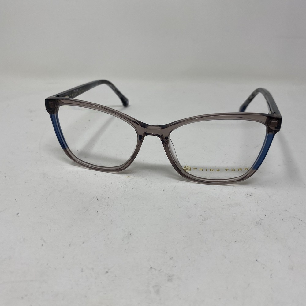 TRINA TURK EYEWEAR VICTORIA TAUPE 52-16-135 GRAY BLUE FLEX HINGE EYEGLASSES VN06