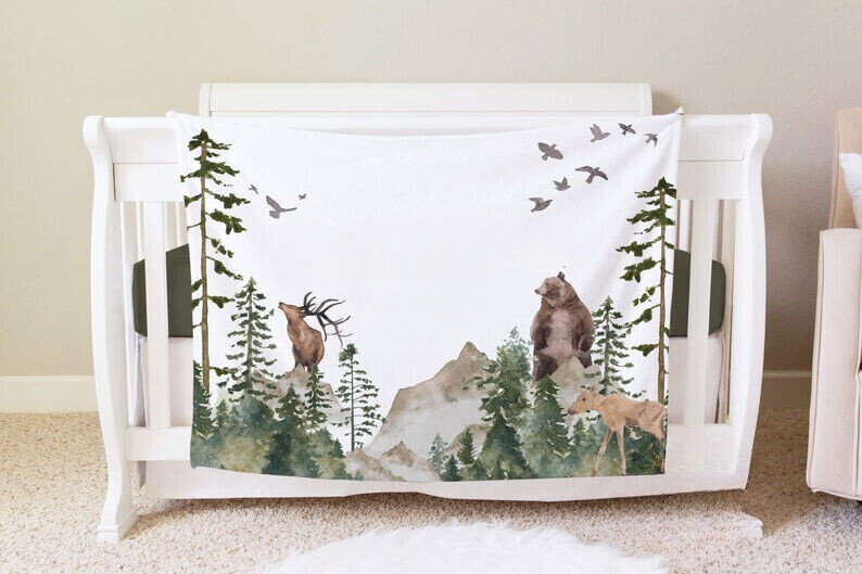 printed animal and forest Graphic Warm Soft Bedding personalized Custom blanket