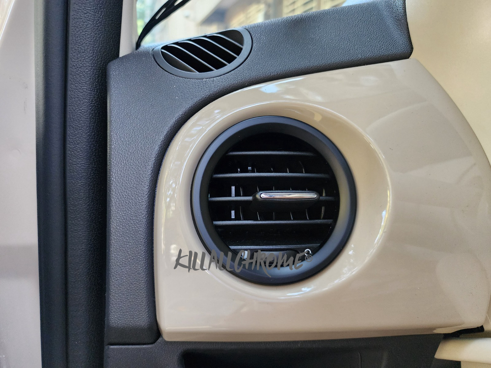 UK STOCK FIAT 500 ABARTH NUEVO NEGRO MATE 2 X ANILLO DE VENTILACIÓN DE AIRE CUBIERTAS MOLDURAS