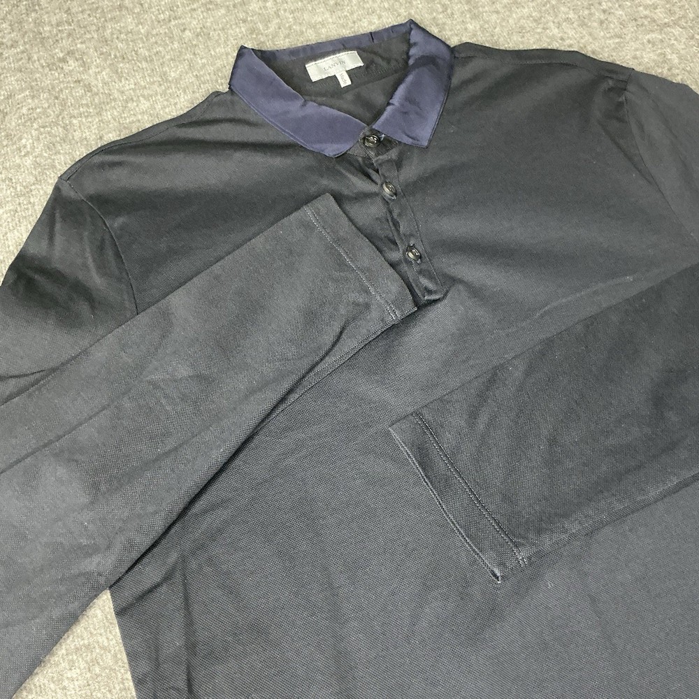 Lanvin Polo Shirt Mens L Made in Italy Long Sleeve Preppy High Fashion Button Up