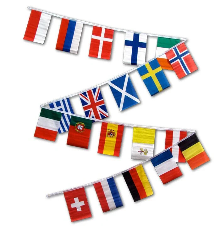 European 30ft String Flag 20 Country Bunting Pennants Soccer World Cup Party