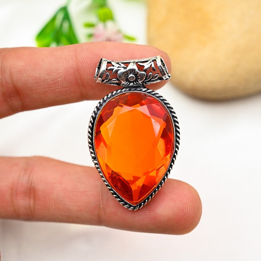 Honey Topaz Gemstone Pendant in 925 Sterling Silver Handmade Jewelry Gift