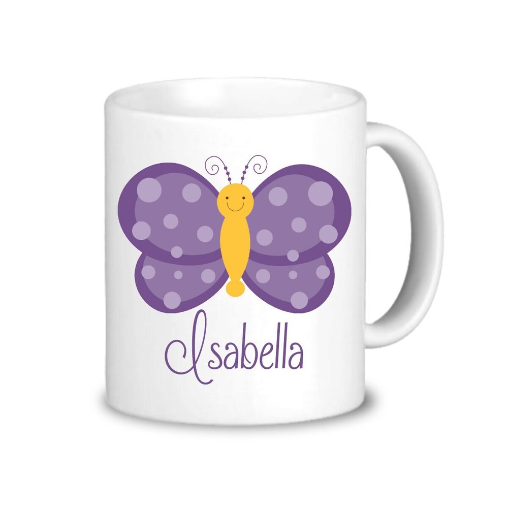 Butterfly Personalized Mug Purple Butterfly Cup Drinkware Kids Butterfly Mug You
