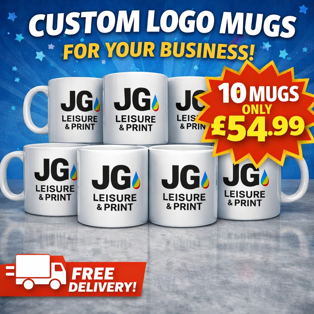 10 Custom Logo Mugs Personalised Company Branded Coffee Cups Bulk Printed Mugs