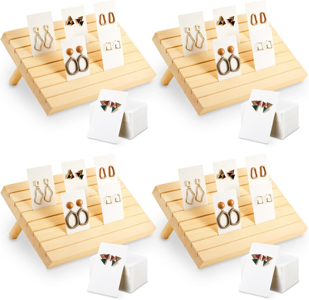 124 Pcs Wood Earring Display Holder 4 Set Earring Display for Selling Jewelry Di