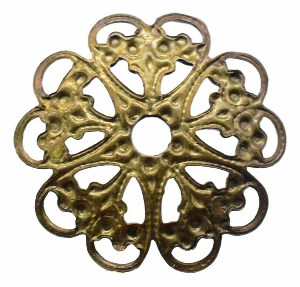 20 Round Filigree Gold/Silver Tone Floral Crafts Jewelry Findings 17 mm Vintage