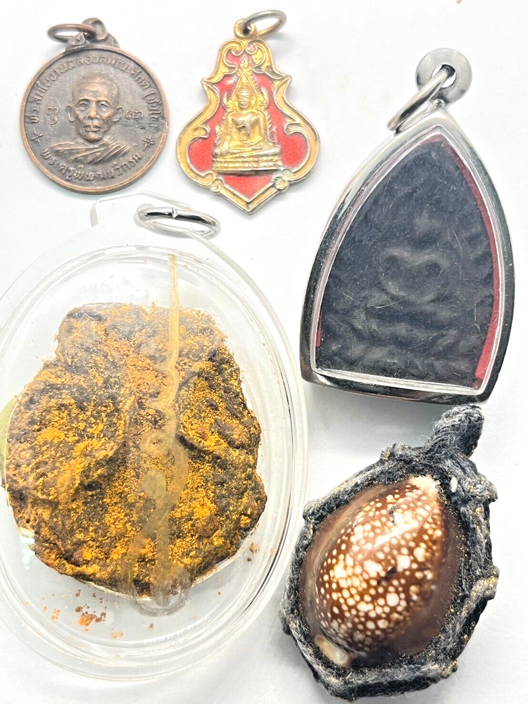 5pcs Thai Amulet Coin Buddha Shell SACRED Collectible Rare Buddhist Talisman