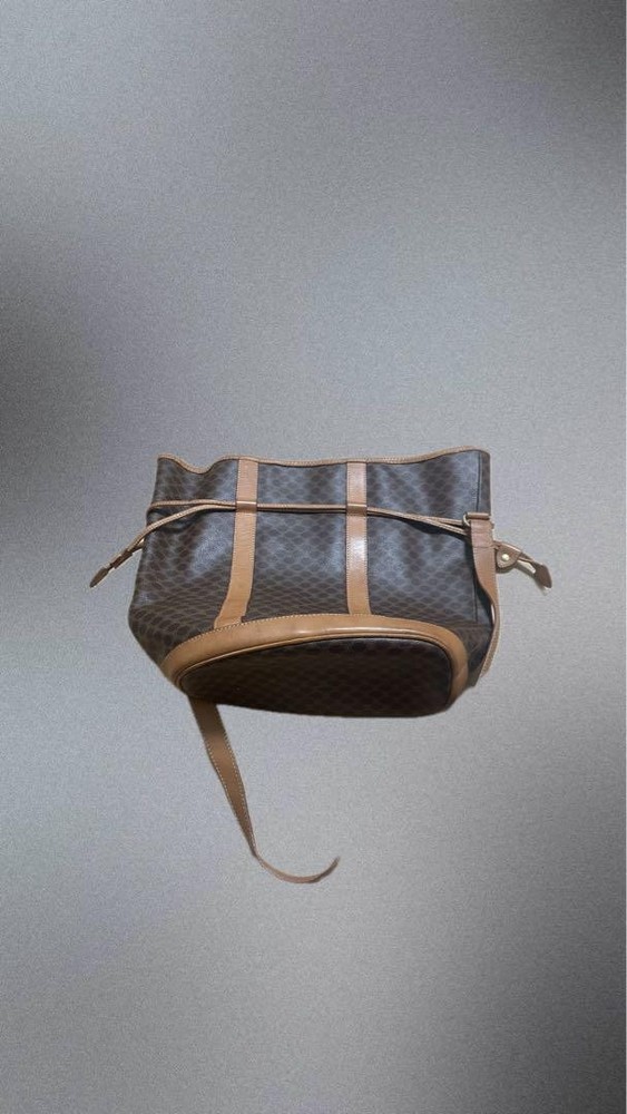 Celine Dark Brown Leather Drawstring Shoulder Bag Preowned Like New