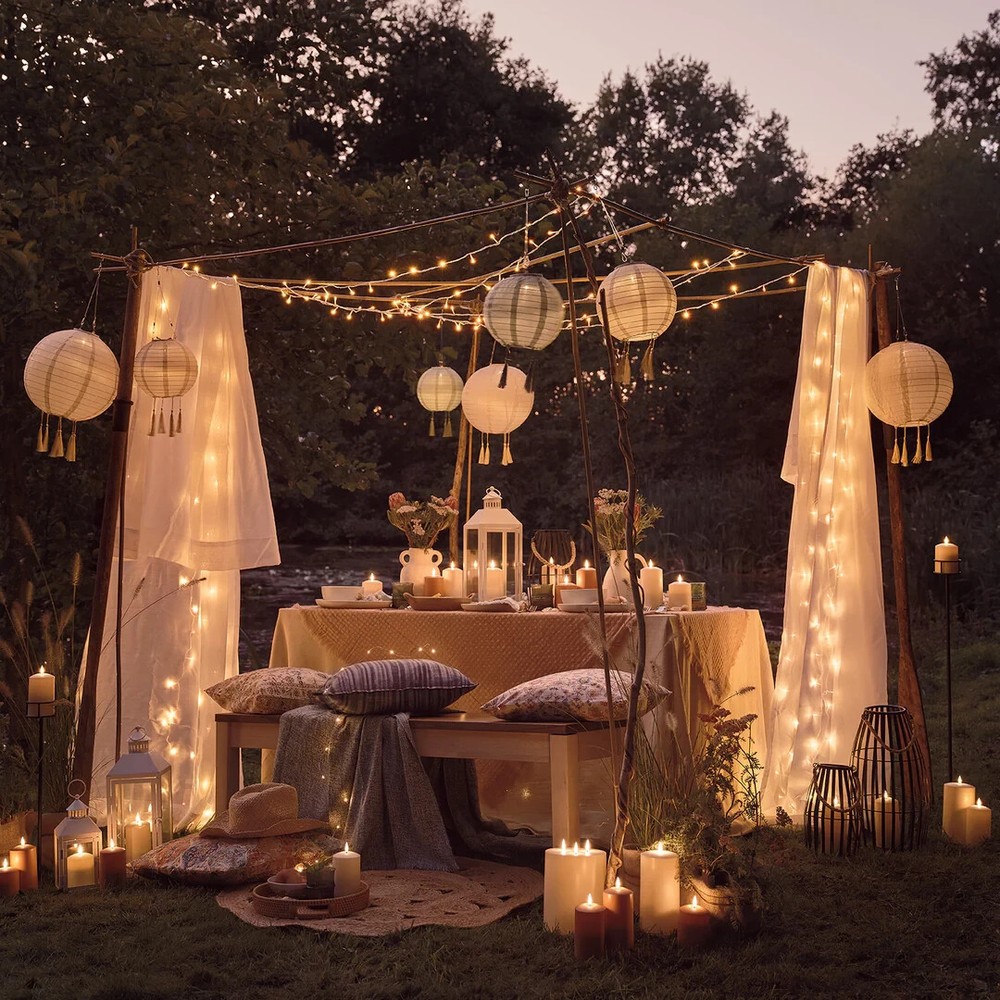 60m Outdoor & Garden LED Fairy Lights – Warm White, 8 Modes, Waterproof 600 LED