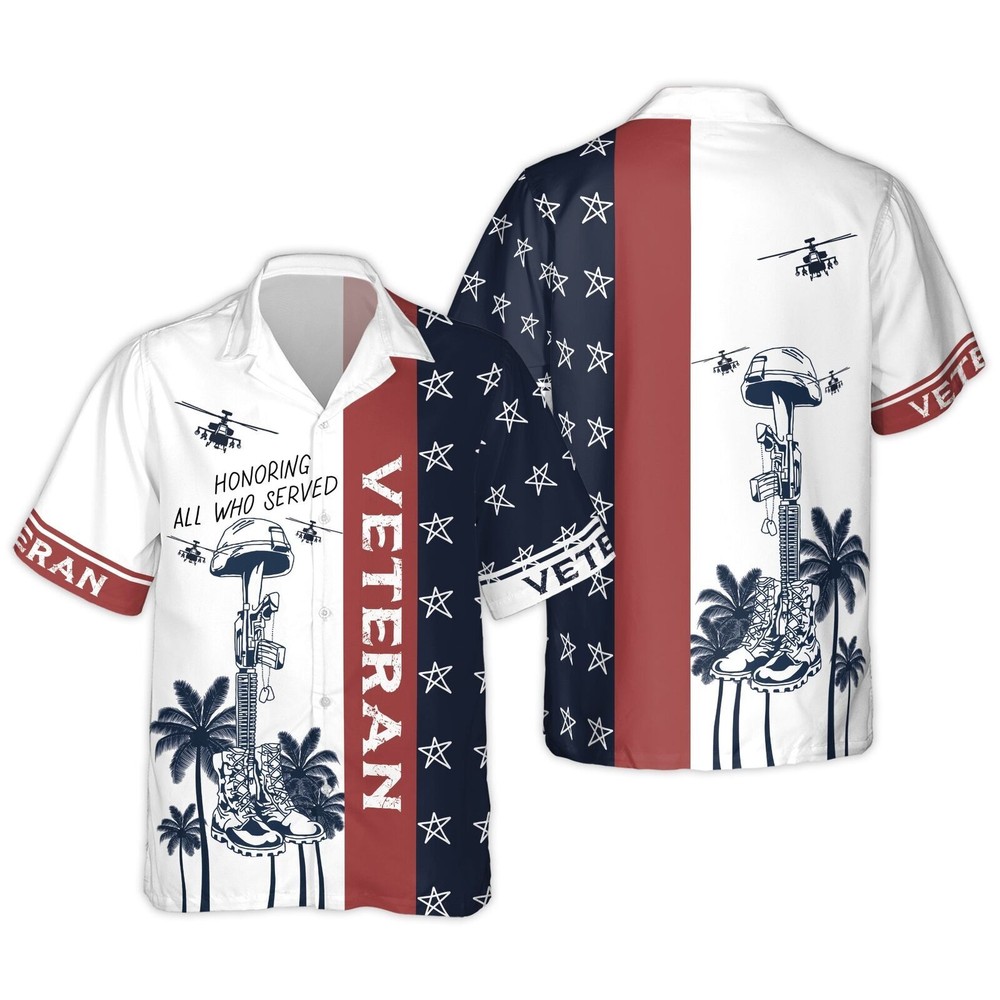 Honoring All Who Served Veteran Hawaiian Shirt 3D Hoodie Veteran Pattern Patriot