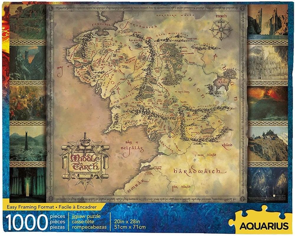 Lord of the Rings Middle Earth Map 1000 Piece Jigsaw Puzzle