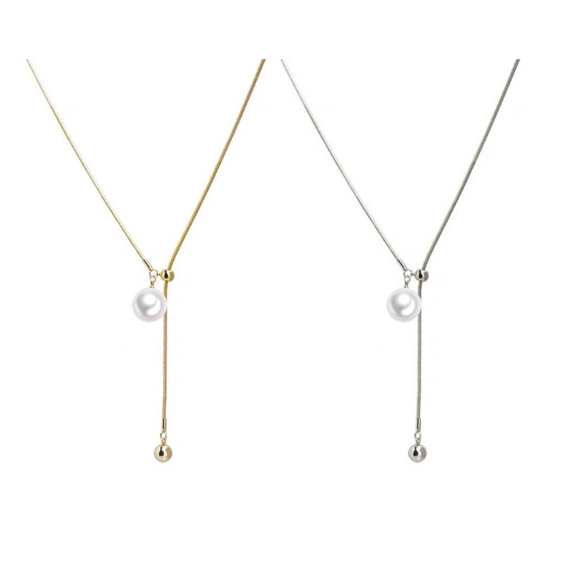 Drawing Pearls Alloy Necklace Fashion Simple Clavicle Chain Women Girls