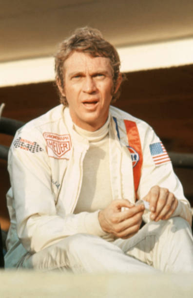 Steve McQueen in race car driver jacket from the 1971 movie Le Mans Old Photo