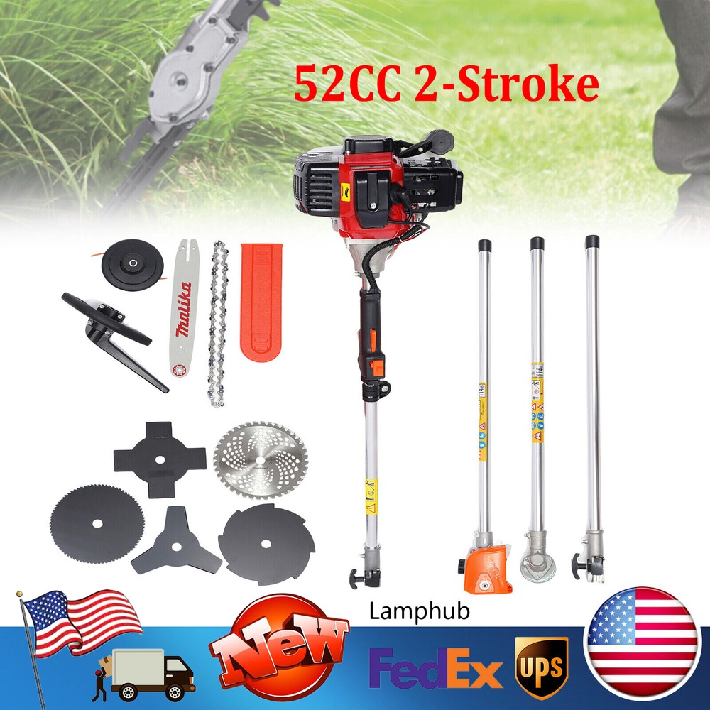 52CC 10-in-1 Gas String Trimmer 2-Stroke Brush Cutter Straight Shaft Weed Eater