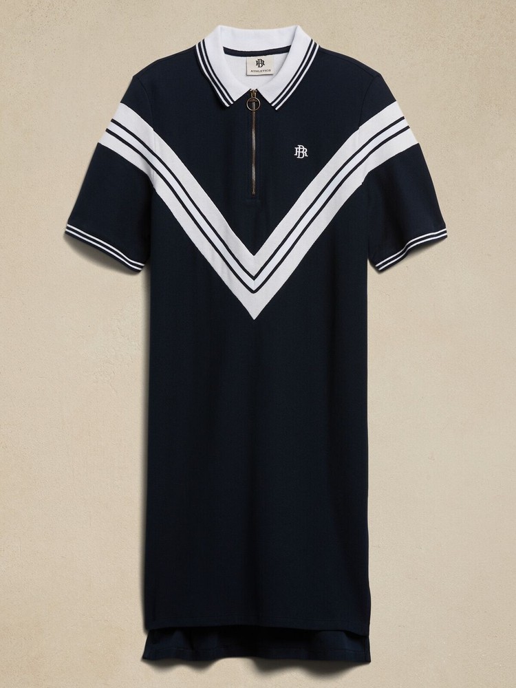 Banana Republic L BR ATHLETICS Polo Dress Large Navy #836688 NEW