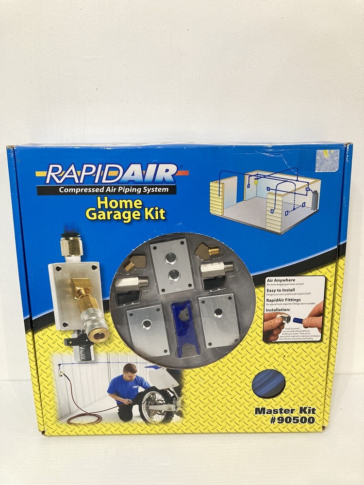 RapidAir Compressed Air Piping System Home Garage Shop Master Kit 90500 extras