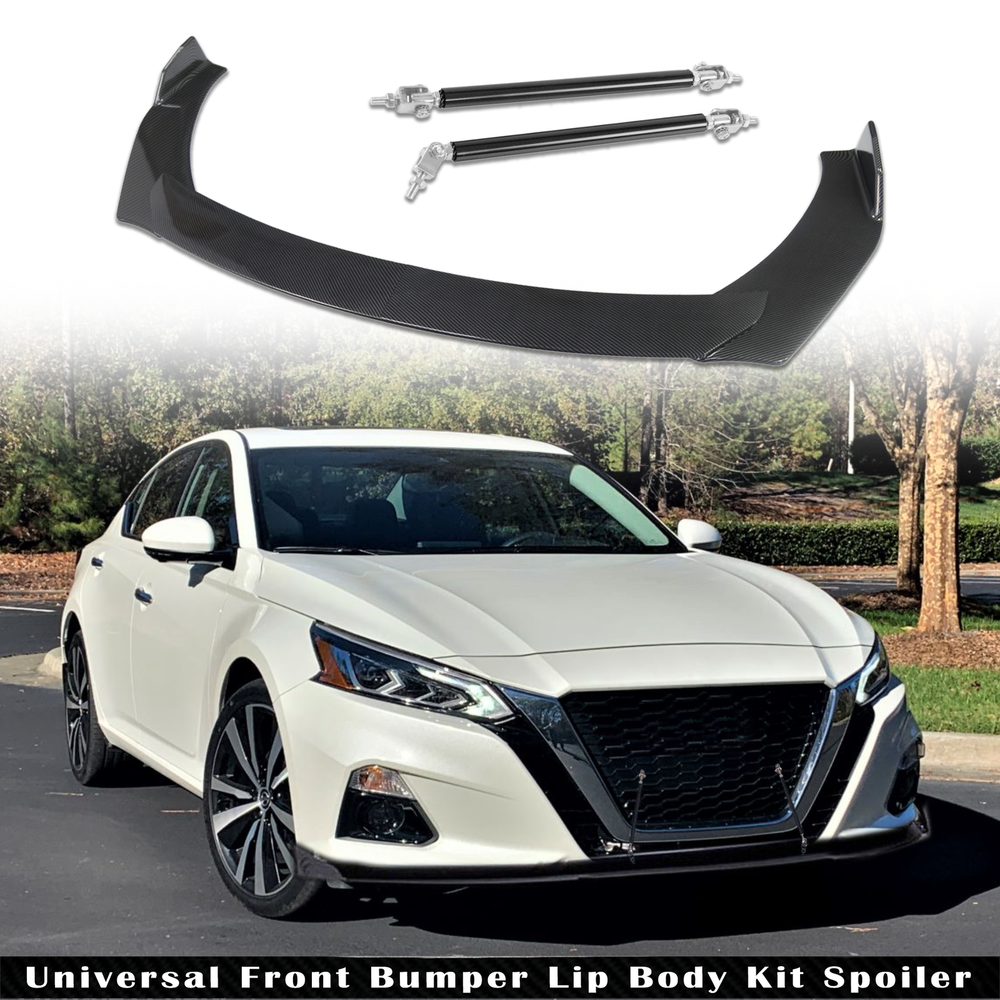 Nissan Altima Carbon Fiber Front Bumper Lip Spoiler with Strut Rods