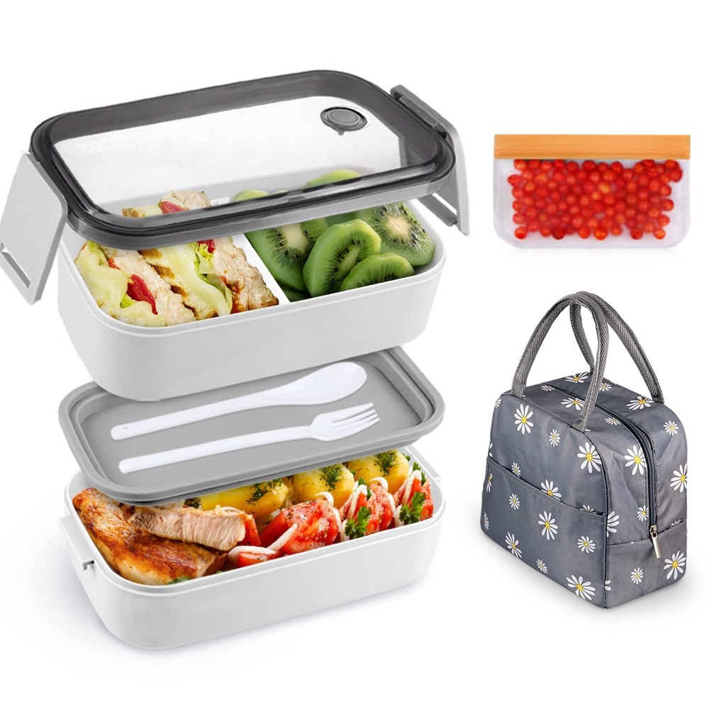 Leakproof Adult Bento Box with Detachable Divider for Lunch