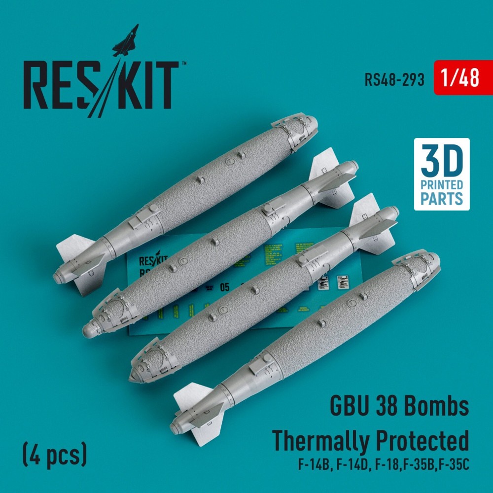 1:48 ResKit RS48-0293 GBU-38 Thermally Protected Bombs for F-14 & F-18 3D Model Kit