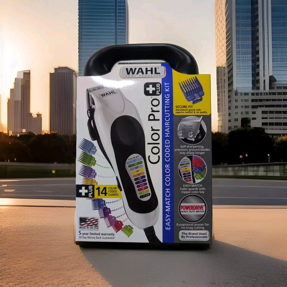 Wahl Color Pro Plus Hair Cutting Kit 14 Color Coded Guards with Case & More NEW