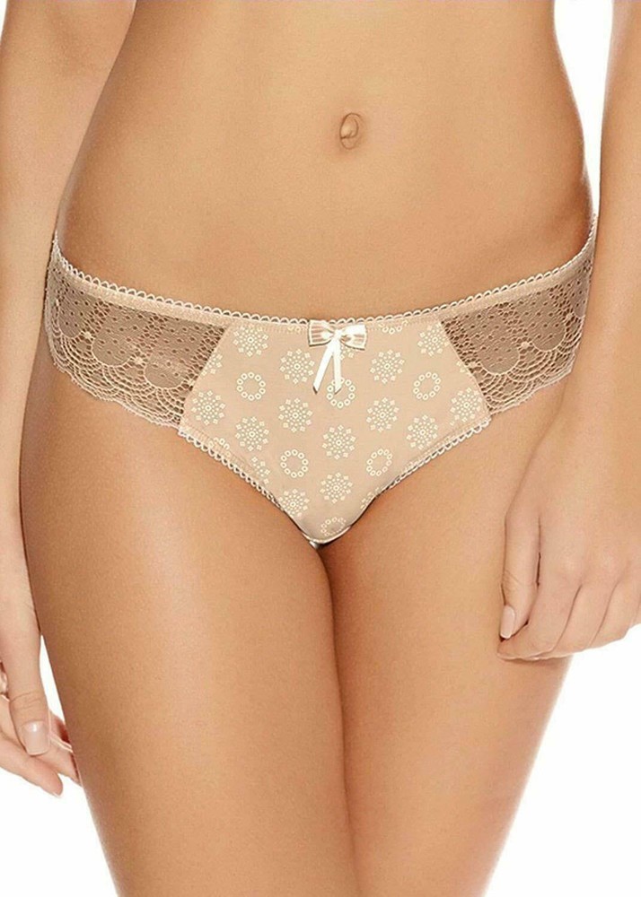 Freya Faye Thong Caramel Beige Size M 12 14 Lace Knickers Pants Lingerie 4207