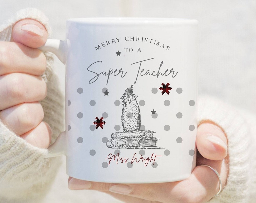 Personalised Teacher Christmas Mug Super Teacher Mug Gift Christmas School