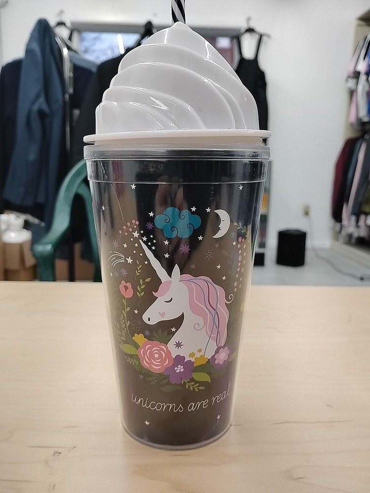 Printed Cup Unicorn With Straw, Hot And Cold Drinks