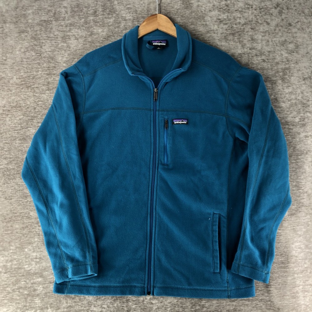 Patagonia Mens Lightweight Full Zip Fleece Jacket in Light Blue Size XL