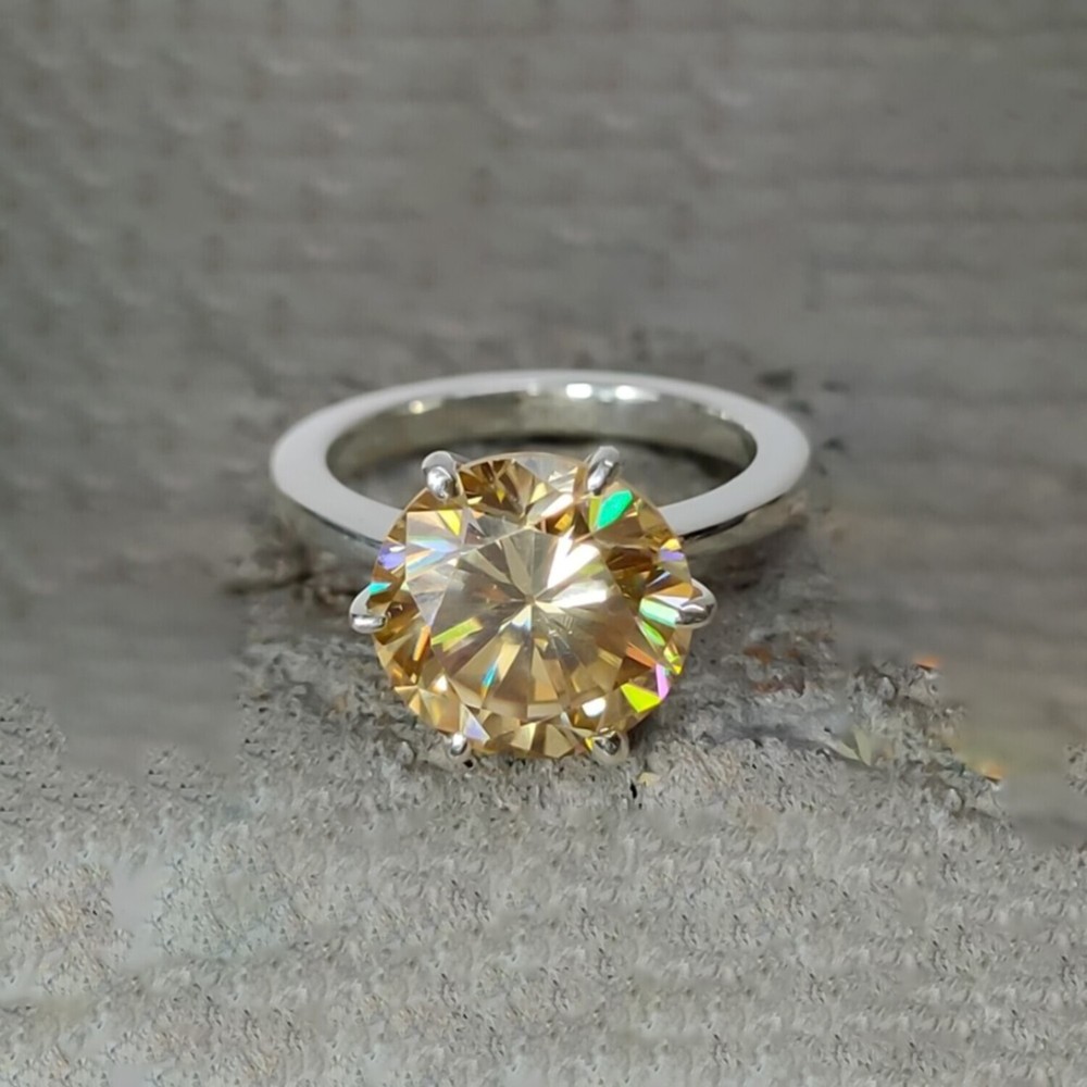 6.50 Ct Champagne Diamond Ring 925 Silver Prong Set Gift for Birthday