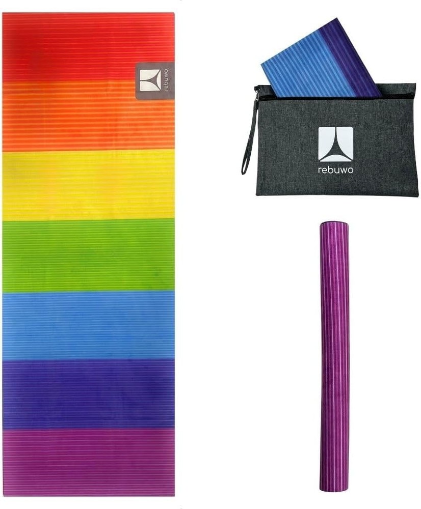 Non-slip foldable suede yoga mat for Pilates and travel